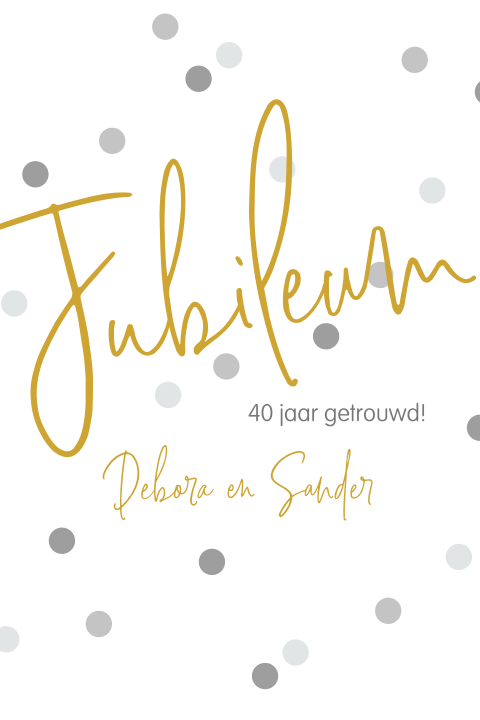 Feestelijke jubileumkaart met confetti voor 40 jaar